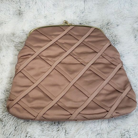 JR Creamy Satin Fold Over Purse Crossed Ribbons & Small Wallet Made in The USA. - Picture 6 of 16